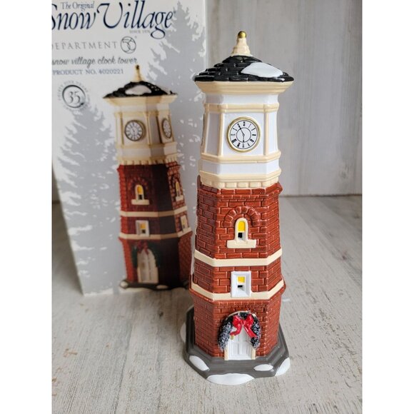Dept 56 4020221 NEW Snow village clock Tower accessory Xmas - Picture 1 of 8